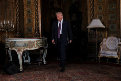 U.S. President-elect Donald Trump makes remarks at Mar-a-Lago in Palm Beach