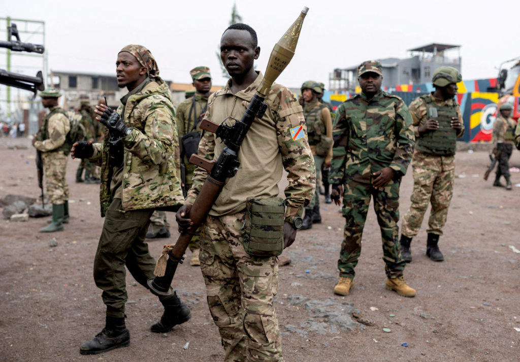FILE PHOTO: Members of the M23 rebel group in Goma