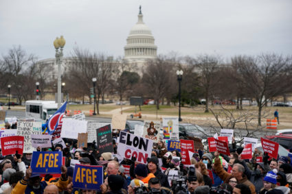 Demonstrators rally against U.S. President Trump, in Washington