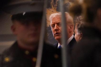 U.S. President Donald Trump greets Marc Fogel, at the White House