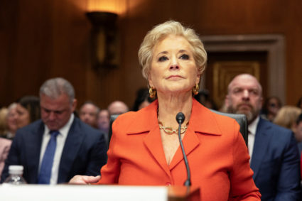 Linda McMahon, U.S. President Trump’s nominee to be secretary of Education, testifies before a Senate Health, Education, L...