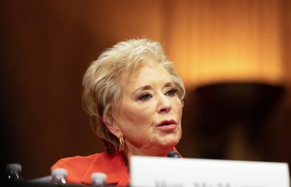 Linda McMahon, U.S. President Trump’s nominee to be secretary of Education, testifies before a Senate Health, Education, L...