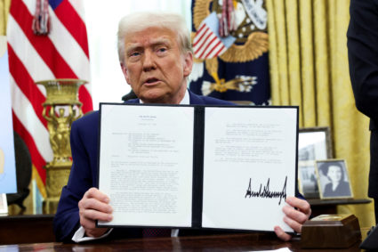 U.S. President Donald Trump signs executive orders for reciprocal tariffs in Washington
