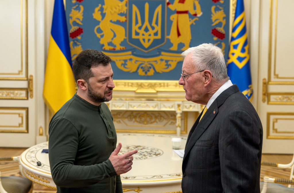 Ukrainian President Volodymyr Zelenskiy meets U.S. Special Envoy to Ukraine and Russia Keith Kellogg, amid Russia's attack...