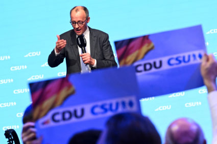 German chancellor-hopeful Merz and CSU chief Soeder hold final rally in Munich beer hall