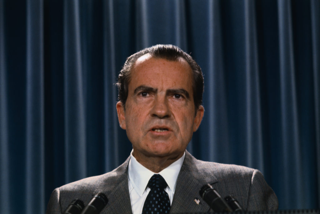 Richard Nixon Talking to Newsmen