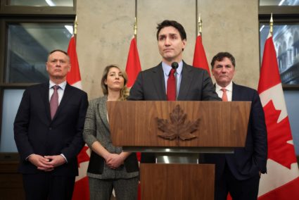 Canada's PM Trudeau responds after U.S. President Trump ordered tariffs on Canadian imports, in Ottawa