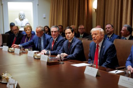 U.S. President Trump hosts his first cabinet meeting