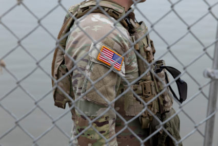 U.S. National Guard Soldiers patrol the U.S.-Mexico border from Eagle Pass