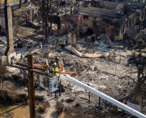 FILE PHOTO: Drone view of burned homes in Eaton Fire