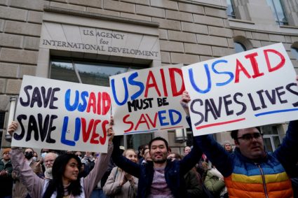 FILE PHOTO: The USAID building sits closed to employees after a memo was issued advising agency personnel to work remotely...