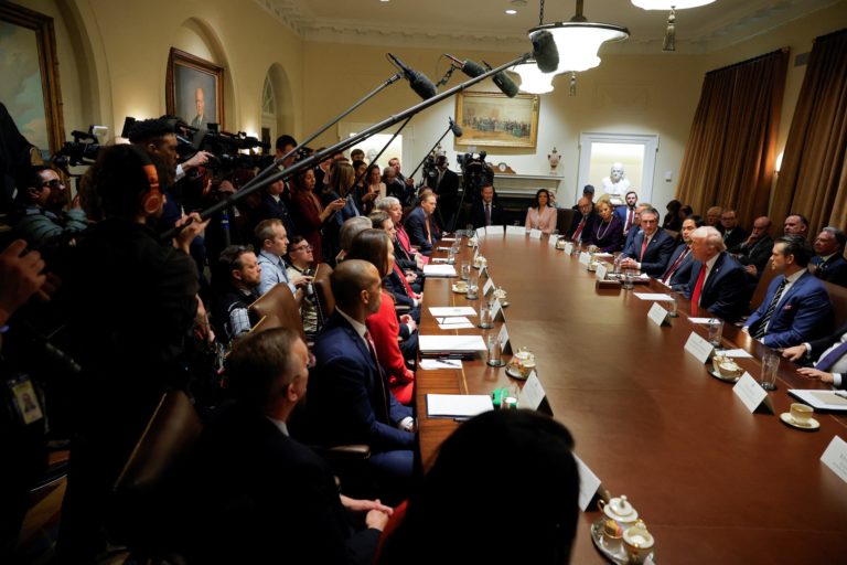 U.S. President Trump hosts his first cabinet meeting