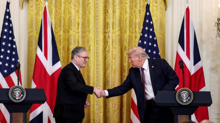 U.S. President Donald Trump meets British Prime Minister Keir Starmer, in Washington, D.C.