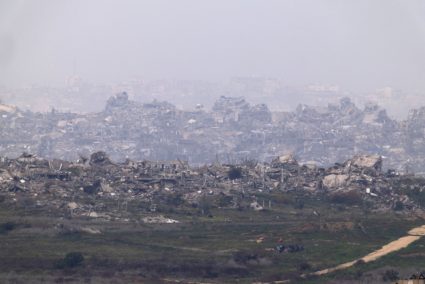 FILE PHOTO: Buildings lie in ruin in Gaza amid a ceasefire between Israel and Hamas