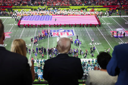 U.S. President Donald Trump attends the Super Bowl LIX in New Orleans
