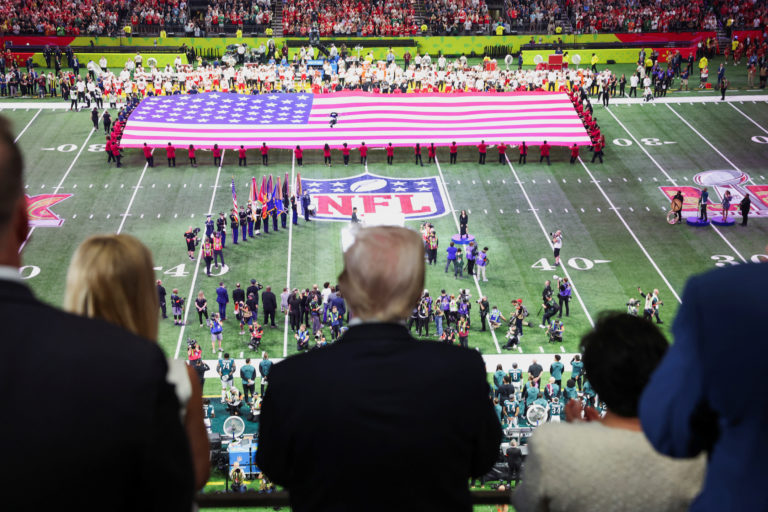 U.S. President Donald Trump attends the Super Bowl LIX in New Orleans