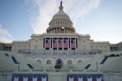 U.S. flag flys at full staff at the West Front the U.S. Capitol building on the inauguration day of Donald Trump in Washin...