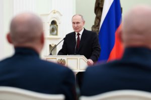 Russian President Vladimir Putin presents state awards to servicemen in Moscow