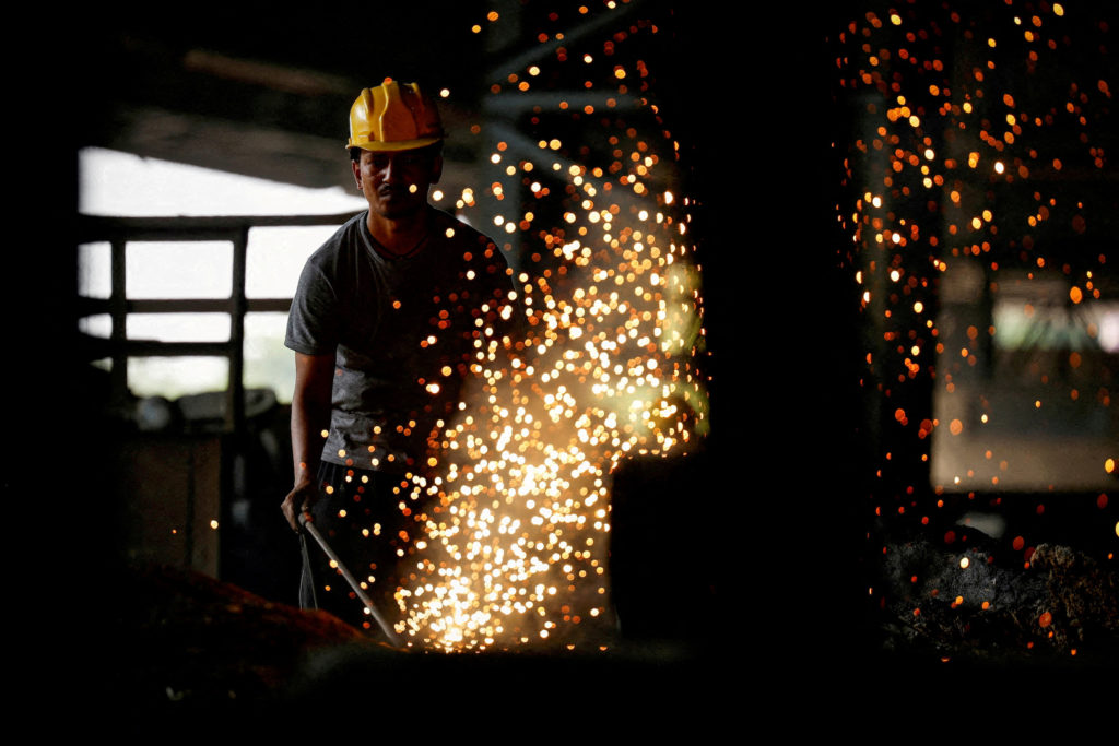 FILE PHOTO: Steel production at a factory in Mandi Gobindgarh in India