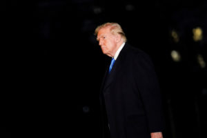 U.S. President Trump arrives on the South Lawn of the White House in Washington