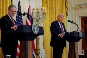 U.S. President Donald Trump meets British Prime Minister Keir Starmer, in Washington, D.C.
