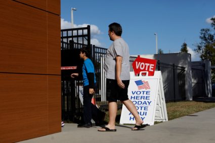 Florida registered voters cast their ballots, in Tampa