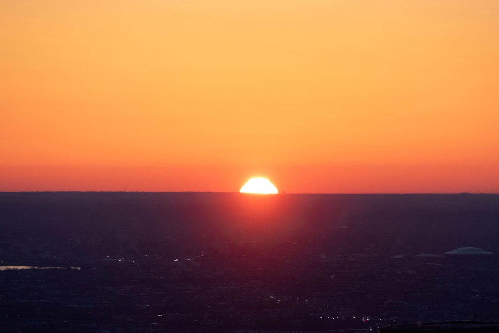 Sunrise over Manhattan on spring equinox
