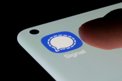 Signal app is seen on a smartphone in this illustration taken