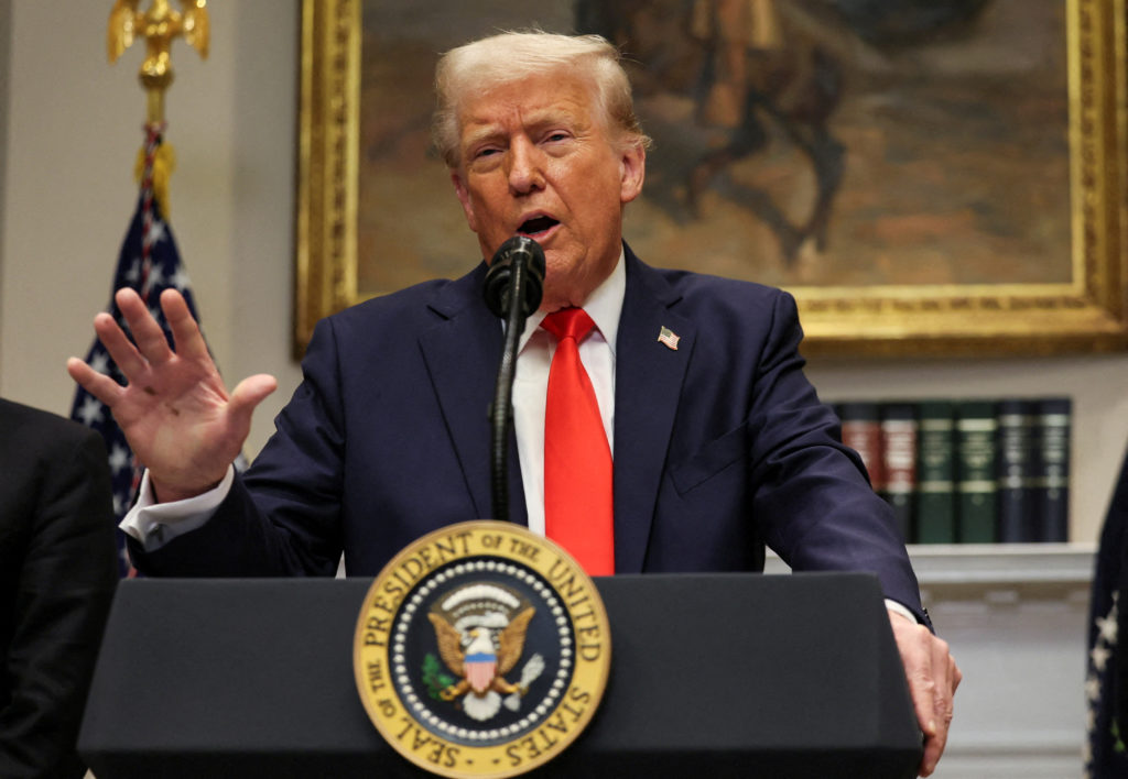 FILE PHOTO: U.S. President Trump makes an announcement about investment, at the White House