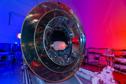 FILE PHOTO: Semi-frontal view of the SPHEREx observatory during integration and testing at BAE Systems in Boulder