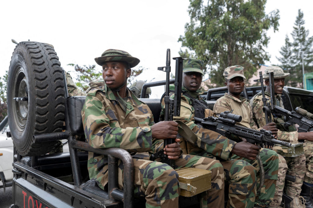 FILE PHOTO: M23 rebels escort FDLR to Rwandan border for repatriation after capture in Goma