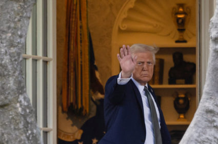U.S. President Donald Trump returns to the White House in Washington