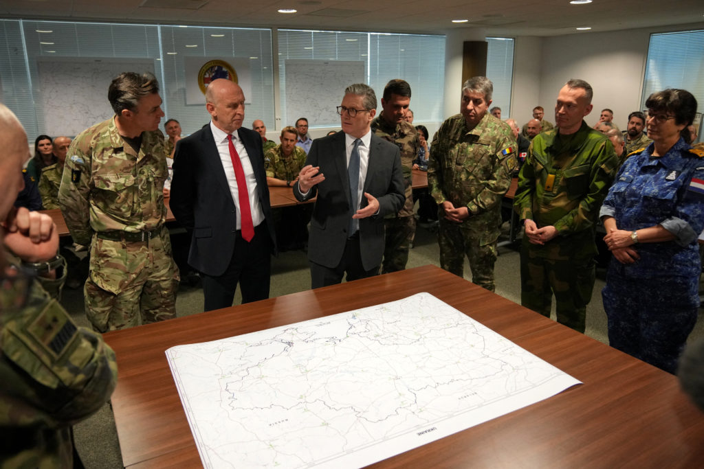 Britain’s Prime Minister Keir Starmer visits a military base in London