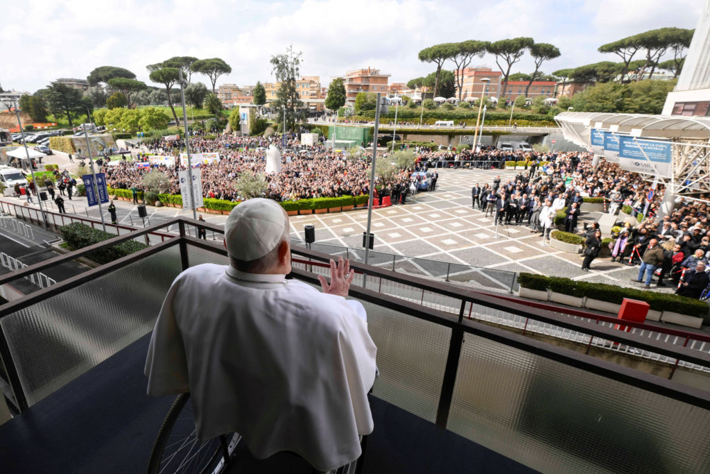 Pope Francis leaves hospital after making first public appearance in five weeks in Rome
