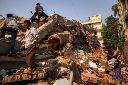 Aftermath of strong earthquake, in Mandalay