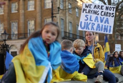People protest outside Downing Street in London