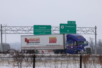 FILE PHOTO: The border between Canada and the U.S. is seen from Champlain, New York