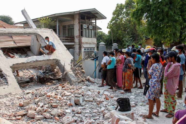 Aftermath of a strong earthquake, in Sagaing