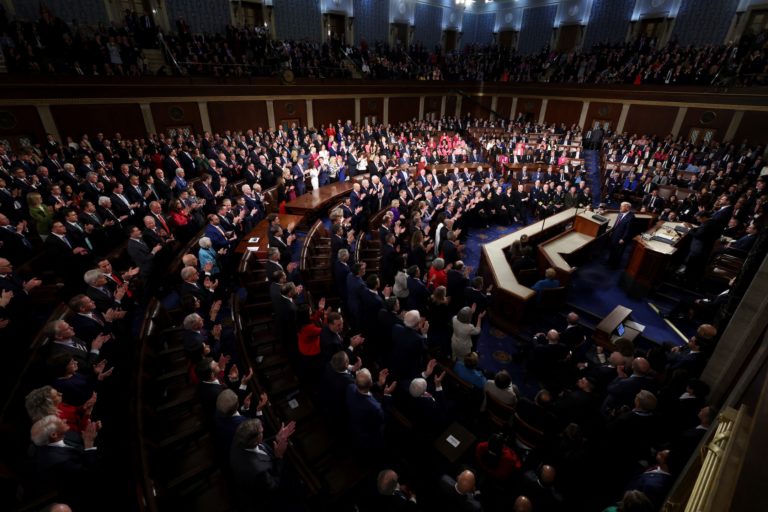U.S. President Trump delivers a speech to a joint session of Congress