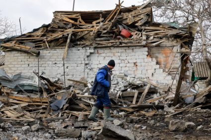 Aftermath of recent shelling in Donetsk region