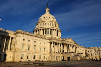 U.S. flag flys at full staff at East Front of U.S. Capitol building in Washington