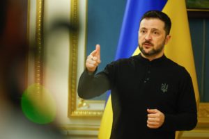 Ukraine's President Zelenskiy holds a press conference in Kyiv