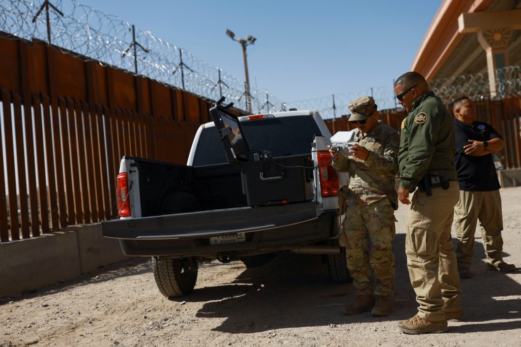 U.S. authorities work on the U.S.-Mexico border in El Paso, Texas