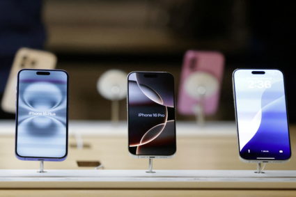 A view of Apple iPhones displayed at an Apple Store at Grand Central Terminal in New York