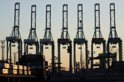 Containers at a port in Tianjin