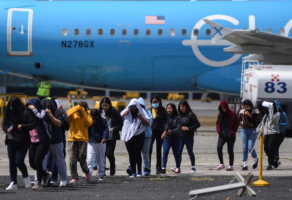 Guatemalan migrants arrive on a deportation flight from the U.S., in Guatemala City