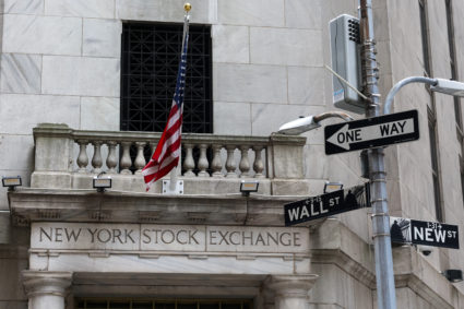 The Wall Street entrance of the New York Stock Exchange (NYSE) in New York