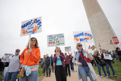 WATCH: 'Hands Off' protest against Trump and Musk's federal cuts in Washington, D.C.