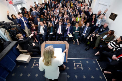 White House press secretary Leavitt holds a briefing at the White House in Washington, U.S.