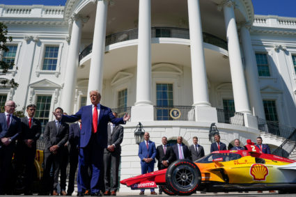 U.S. President Donald Trump holds an event with racing champions from NASCAR Cup Series, NTT IndyCar Series, and IMSA, at ...
